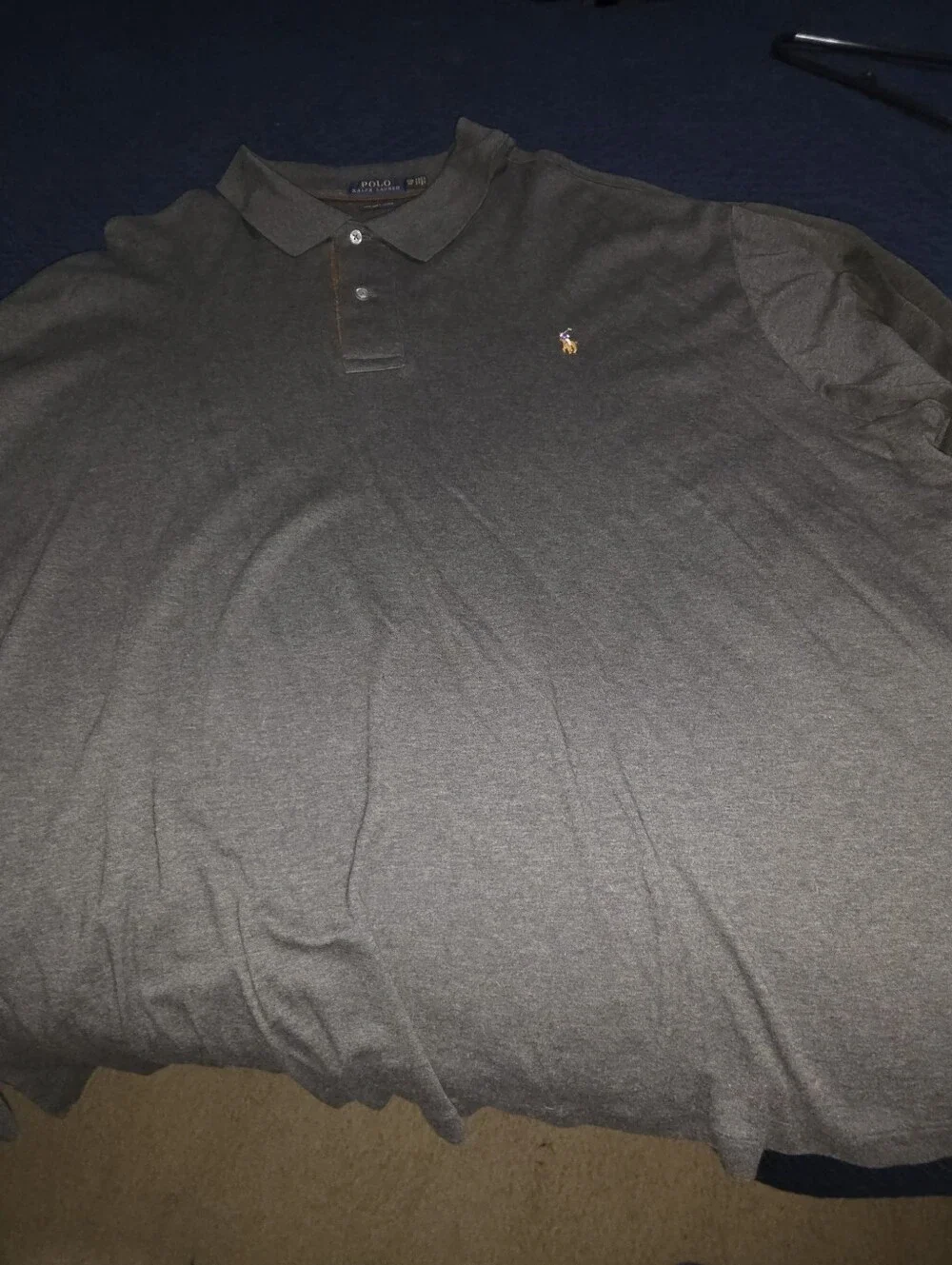 3XB Polo by Ralph Lauren Dark Charcoal Long-Sleeve Polo PIMA SOFT COTTON NICE